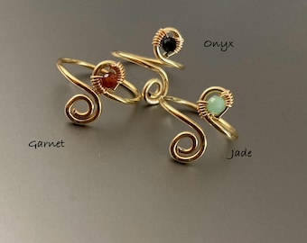 Adjustable 14K Gold Plated Toe Ring: Turquoise Stone, Tarnish