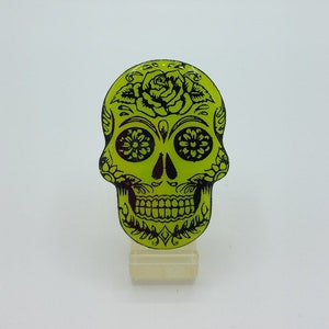 Green and Black Sugar Skull Magnet