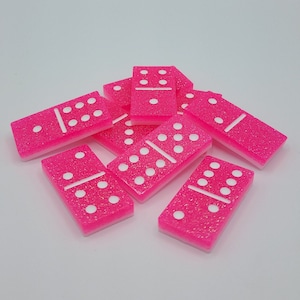 Glitter Hot Pink Dominoes Set (Glows in UV light)