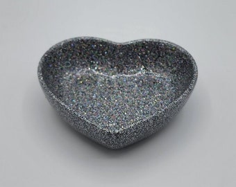 Holographic Silver Heart Small Jewelry Dish