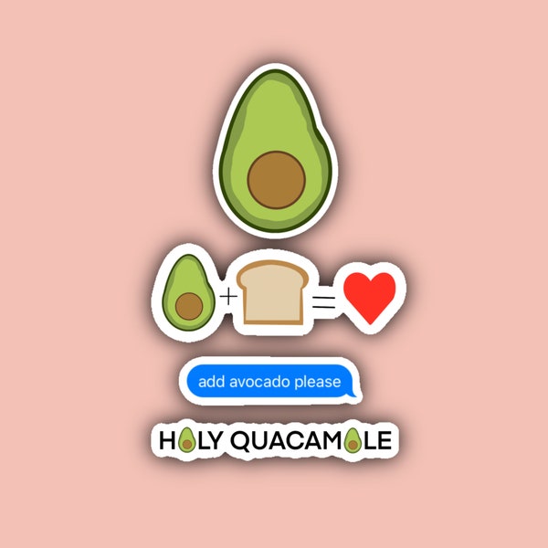 Avocado Sticker Pack- Guacamole (waterproof) - Food Stickers - Avocado Toast