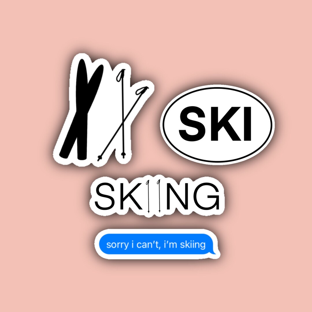 Skiing Sticker Pack Skiing Stickers Skis and Poles Waterproof Stickers