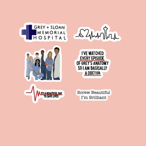 Greys Anatomy Sticker Pack - Waterproof Stickers - Meredith Grey - Derrick Shepherd - Grey and Sloan Memorial Hospital - Gift for friend