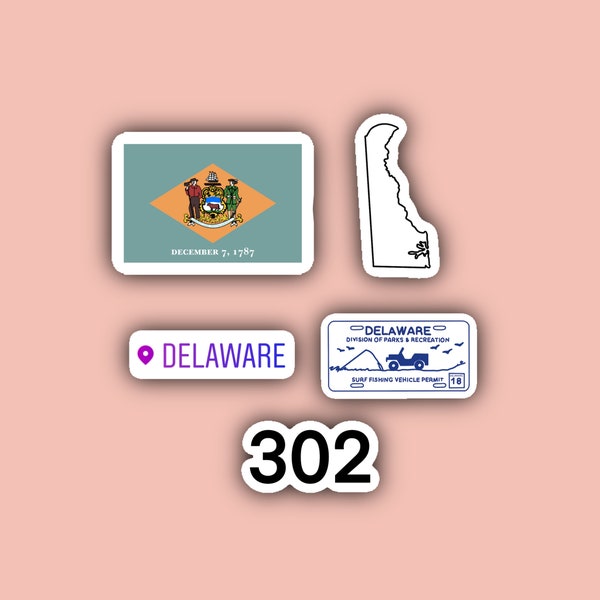 Delaware Sticker Pack - 302 - Delaware Beaches - First State - Dover - Wilmington - Delaware