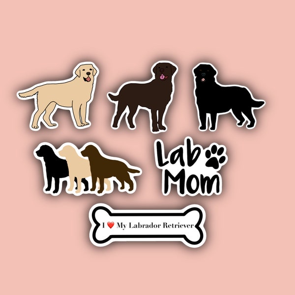 Labrador retriever Sticker Pack (Waterproof) - Black Lab, Yellow Lab, Chocolate Lab, Labs, Lab mom, I love my Labrador retriever