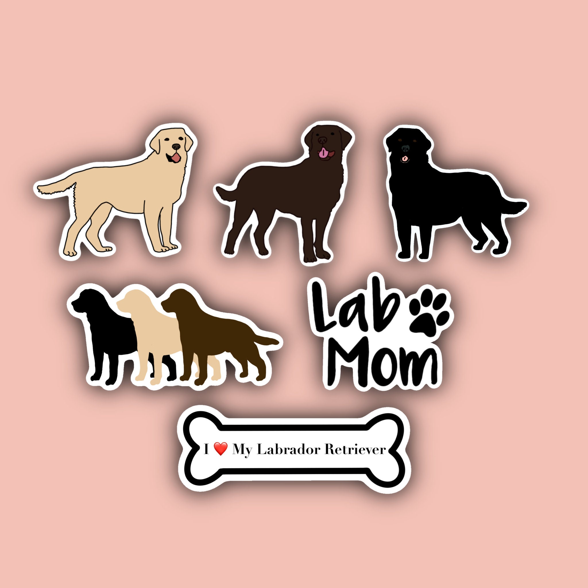 Labrador retriever Sticker Pack - Black Lab, Yellow Lab, Chocolate La…