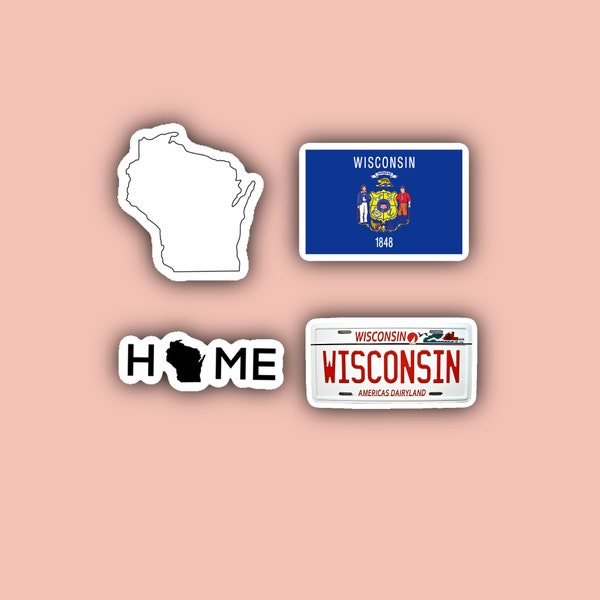 Wisconsin Sticker Pack - Madison - Wisconsin Stickers - License Plate - Home