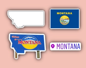 Montana Sticker Pack - Montana Stickers - Montana Flag - Welcome Sign - State Outline - Geotag