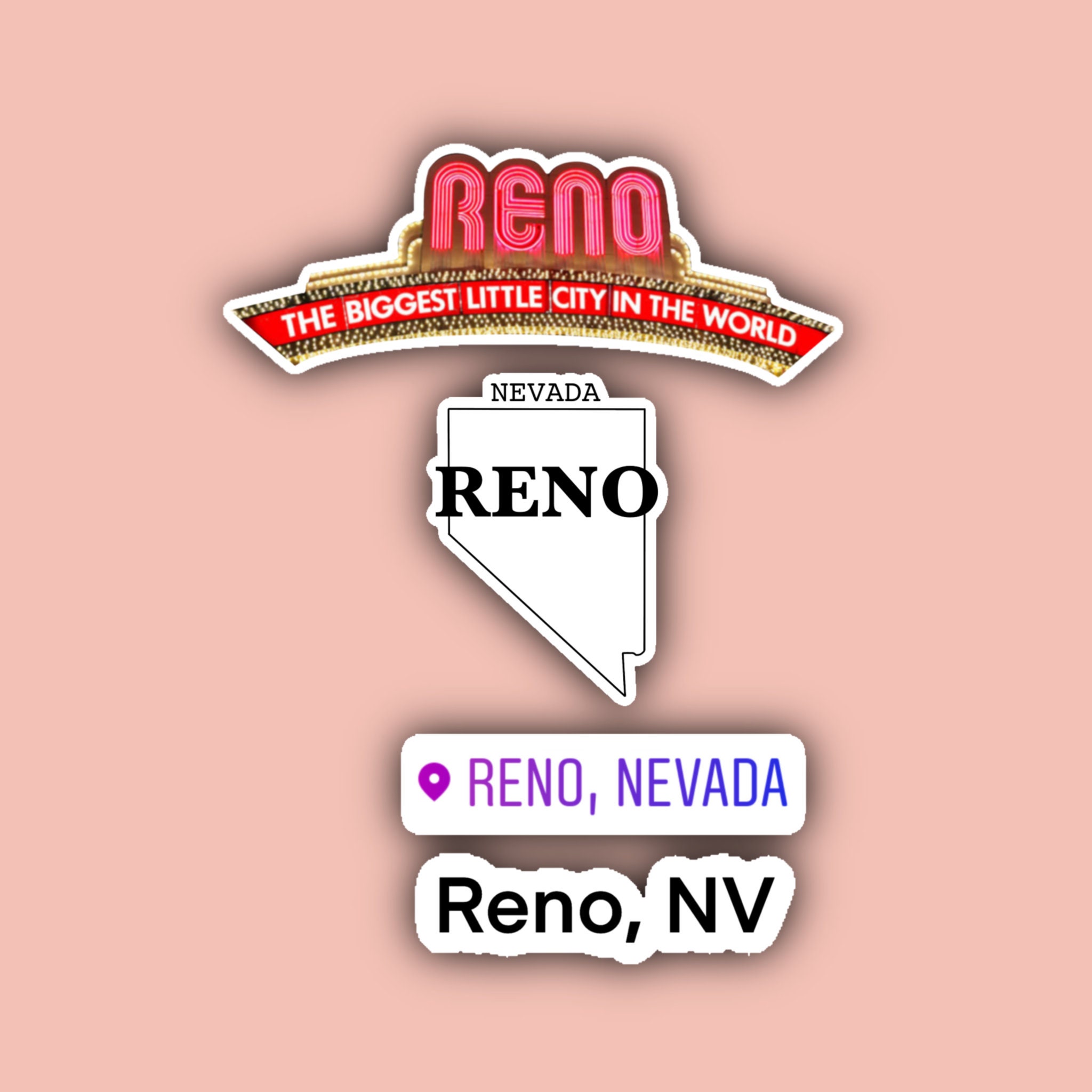 Reno Nevada Sticker Pack Nevada Stickers Reno NV Etsy