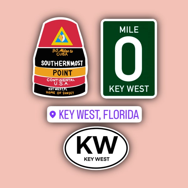 Key West Florida Sticker Pack - Waterproof Stickers - Key West Stickers - Exit 0 - Southernmost Point - Geotag - KW oval