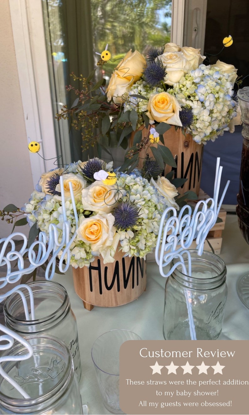 10 Pack Baby Shower Straws, Gender Reveal Decorations, Baby Shower