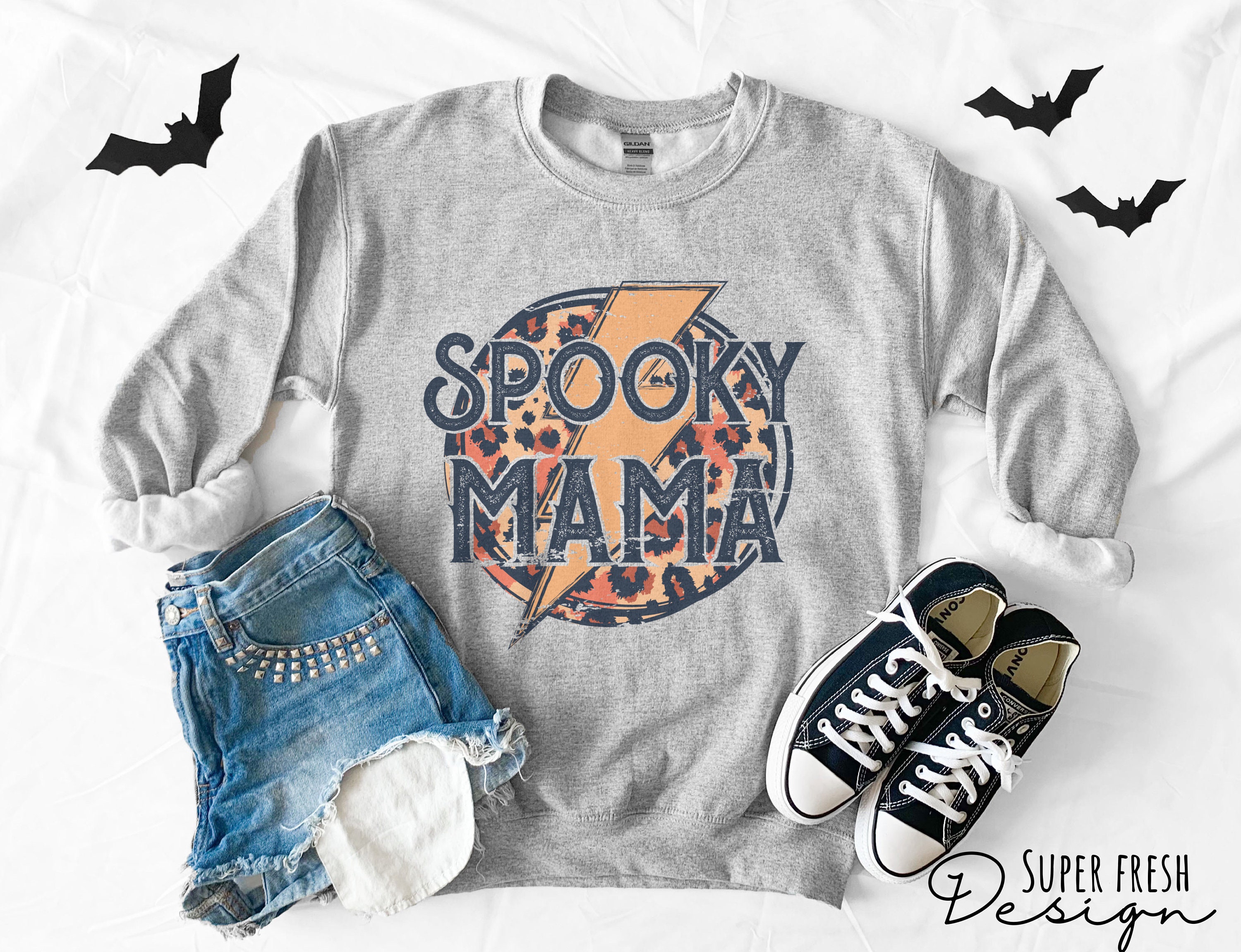 Spooky Mama Spooky Sweatshirt Leopard 