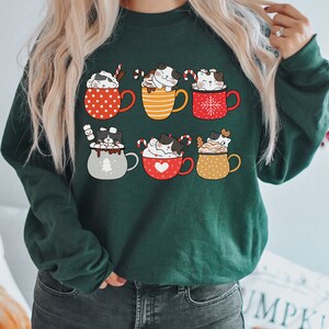 Cat Christmas Sweatshirt Cat Shirts Coffee Shirt Cute Ugly Christmas Sweater Retro Holiday Gifts Christmas Gift for Mom Cat Lover Gift