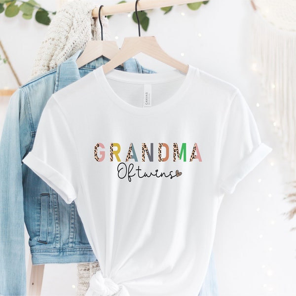 Grandma of Twins Shirt, Grandma of Twins, Pregnancy Reveal, Leopard Grandma Shirt, Twin Grandma, Grandma x2, Twin Grandma TShirt, Gift