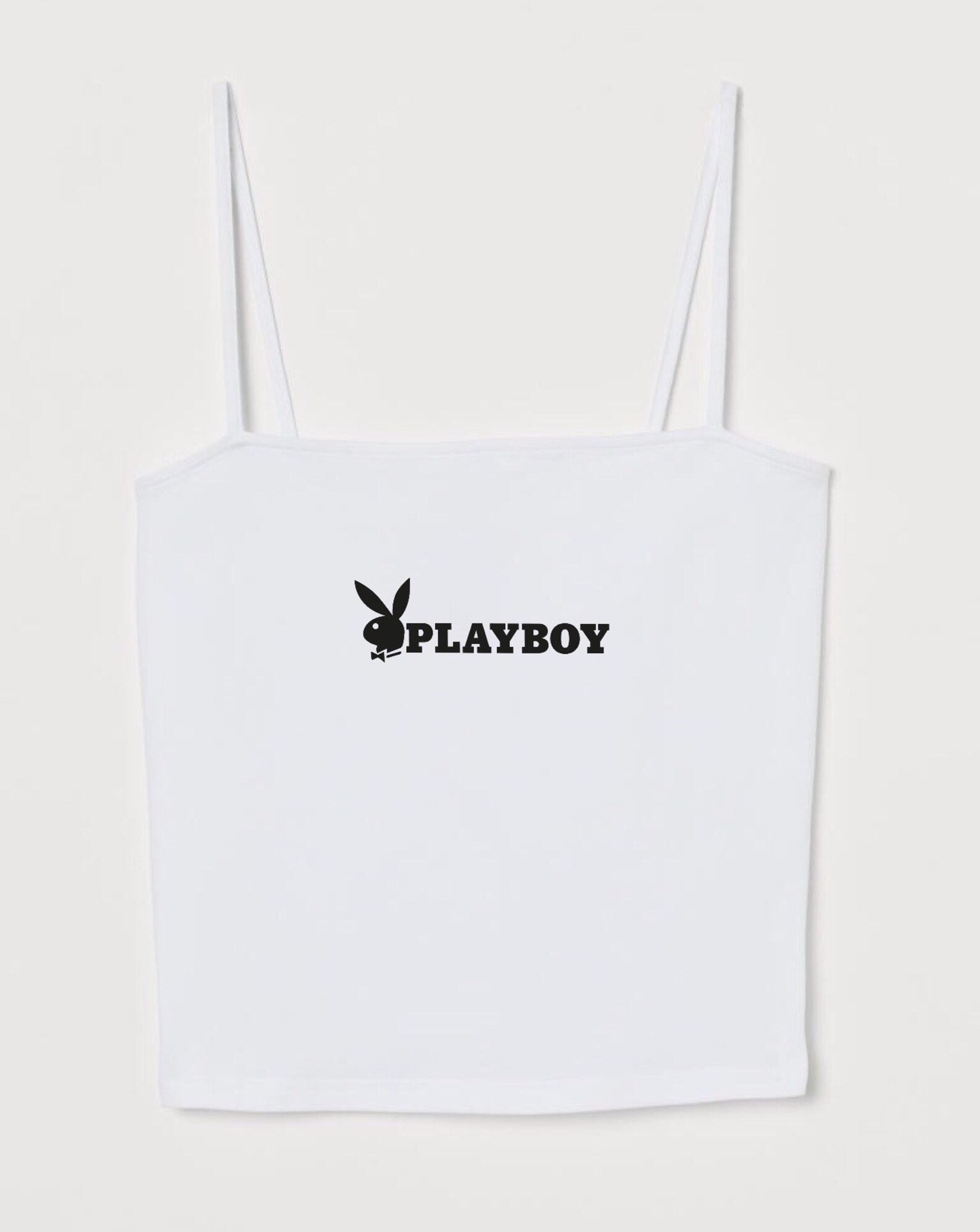 white playboy crop top
