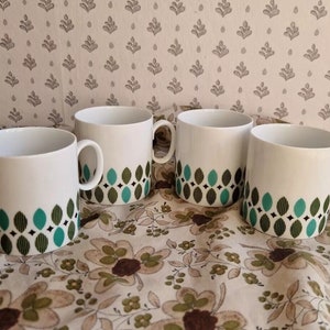 Thomas Rosenthal Emerald Turquoise Set Of 4 Demitasse Coffee Tea Cups Retro 70s