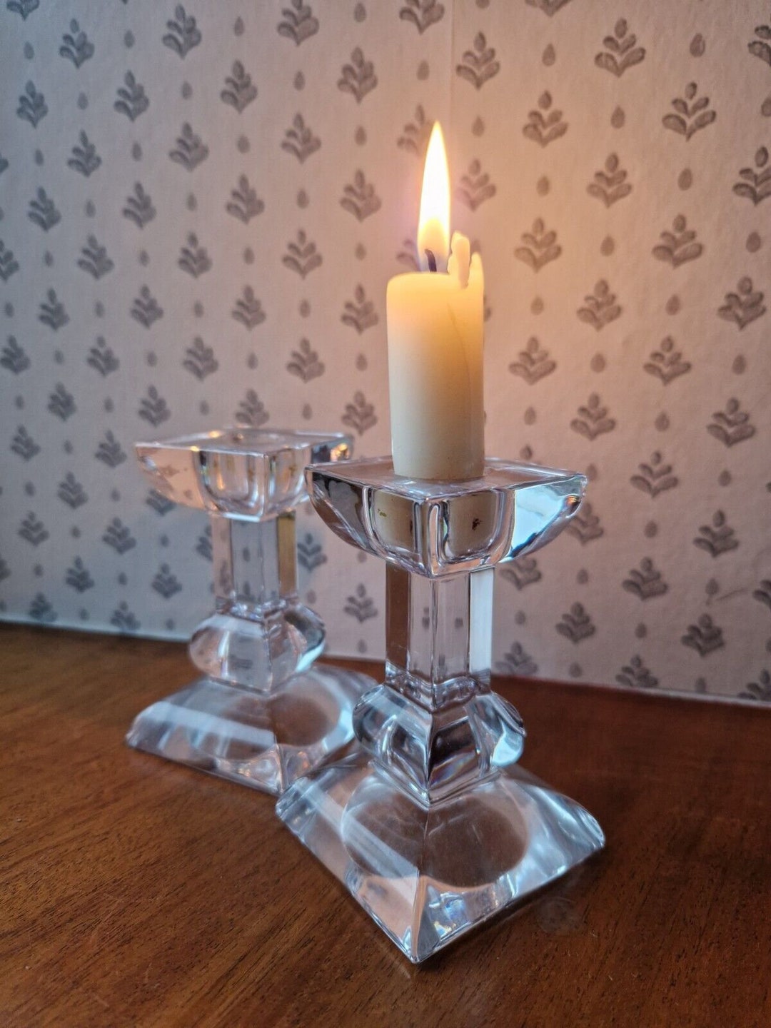 Pair of Villeroy and Boch Pisa Austrian Lead Crystal Candle Holders 4