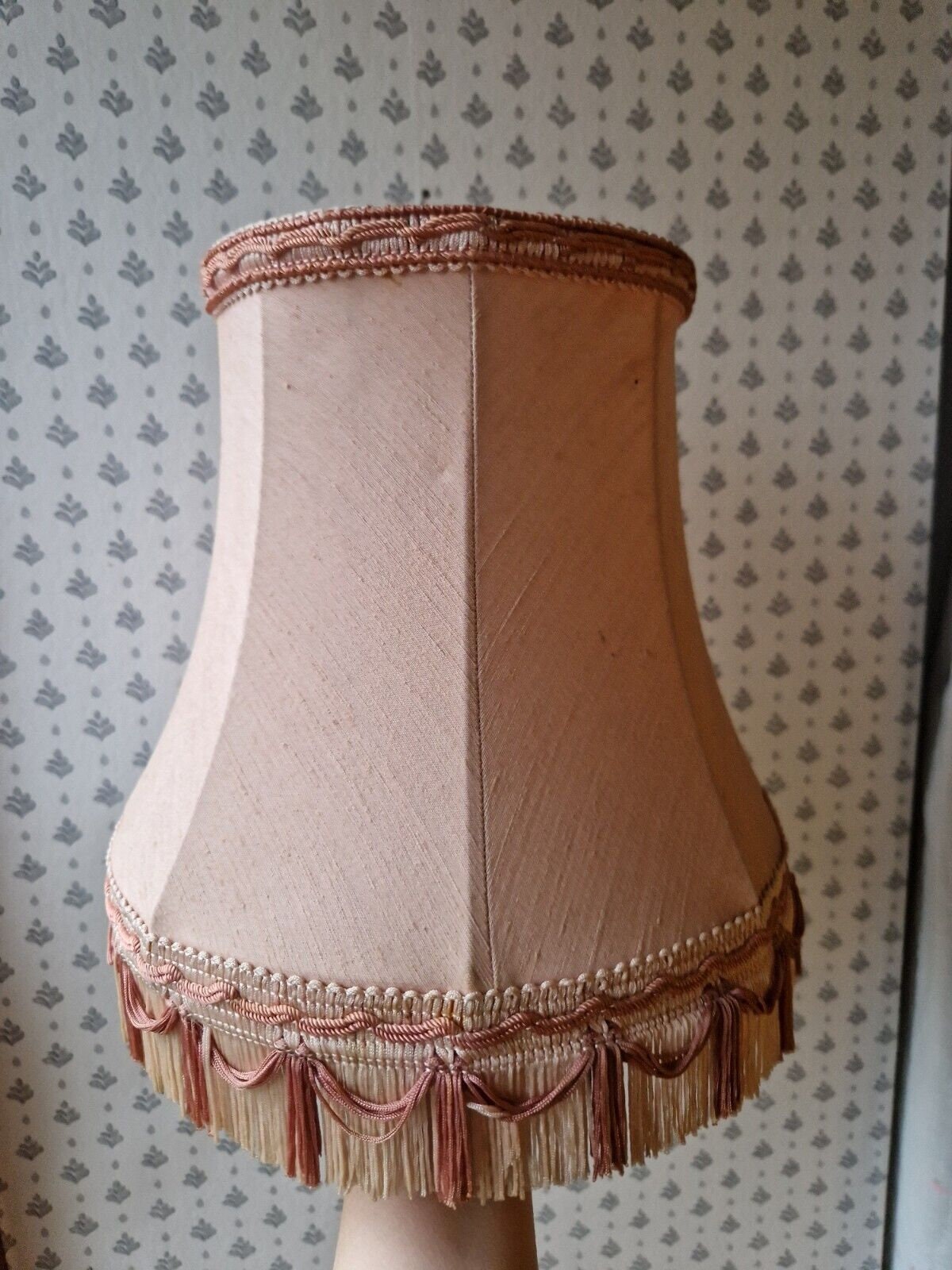 Vintage Bell Table Lamp Shade Dusky Pale Pink Fringed Tassle - Etsy UK