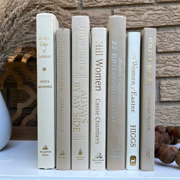 Hardcover Book Stack, Staging Books, Decorative Book Stack, Neutral Books, Books for Decor, Bundle Of Books, Beige, Tan, Cream, vintage book