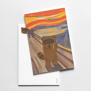 Cartão Postal Raccoon in The Scream Art Parody