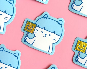 Glitter Sticker - Grumpy Cat