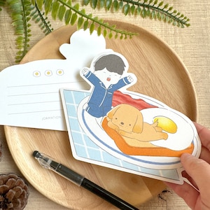 Carte postale découpée petit-déjeuner bacon et oeuf