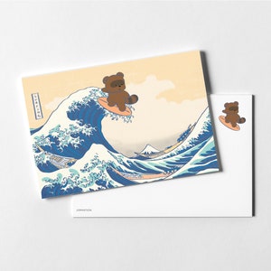 Cartão Postal A Grande Onda de Kanagawa Art Parody