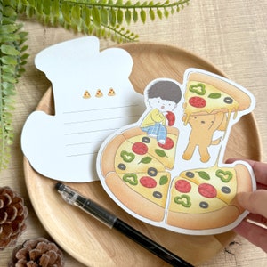 Carte postale pizza découpée