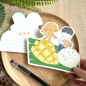 Cartão Postal Cortado com Arroz Pegajoso de Manga