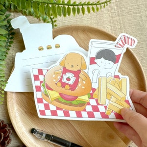 Carte postale découpée Burger n' Fries
