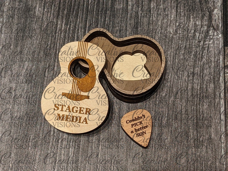 Guitar Keepsake Pick and Box cut file for laser cutter image 6