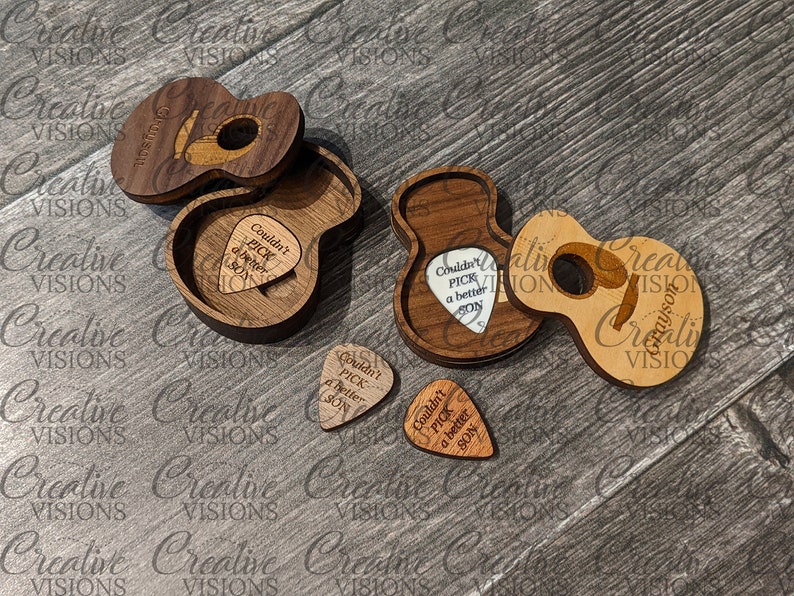 Guitar Keepsake Pick and Box cut file for laser cutter image 1