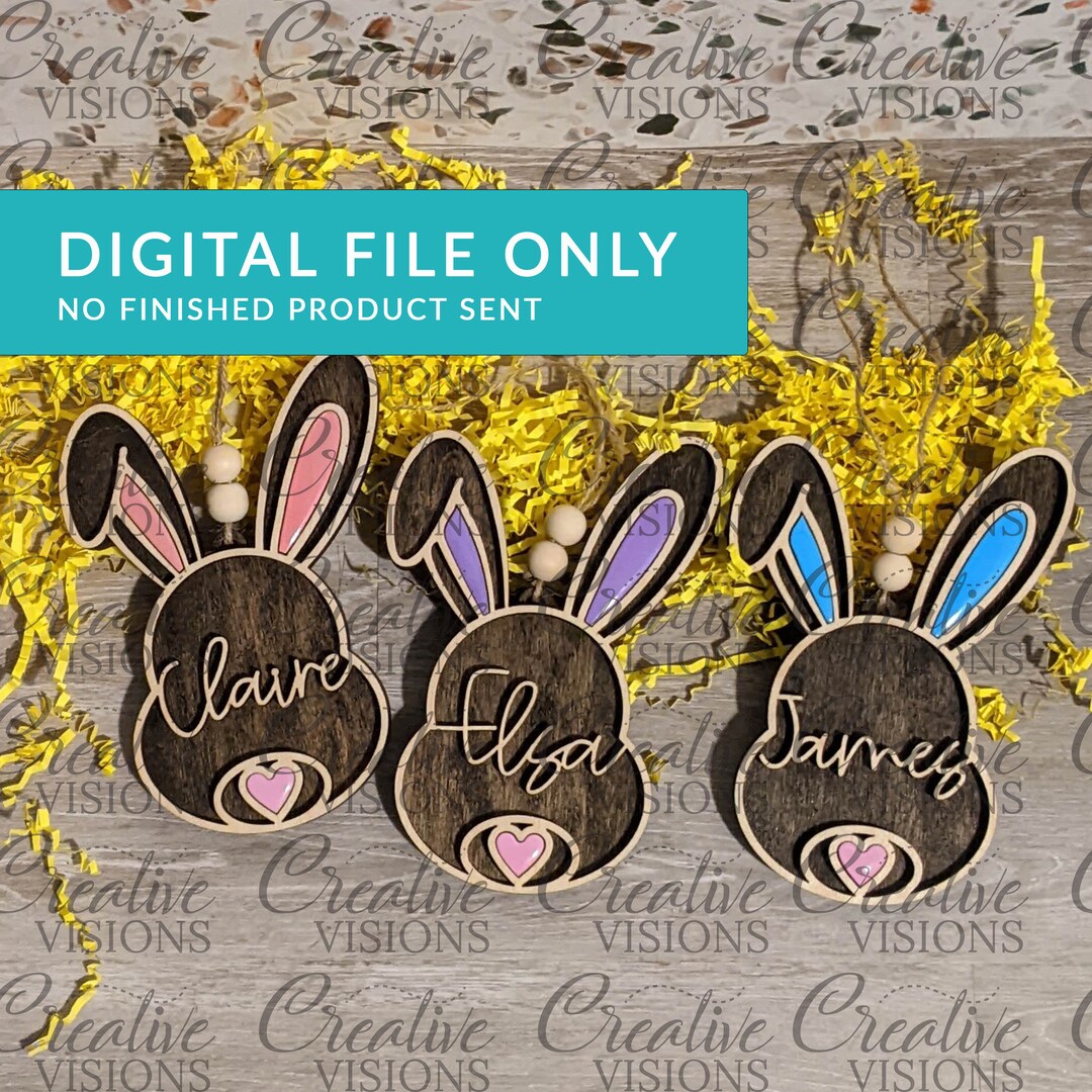 Bunny Name Tag Decoration Can Personalize Cut File for Laser Cutter DIGITAL FILE ONLY Etsy
