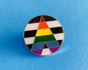 Rechte badge bondgenoot geëmailleerde pin | Emaille badge Regenboog Inclusief Gay LGBT Gelijkheid Diversiteit Lesbisch Biseksueel Transaseksueel Queer