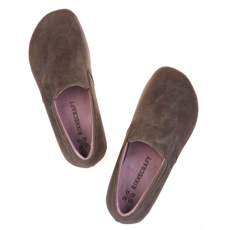 MEN Barefoot BROWN Grounded Handmade Shoes,Men Earth Grounding Barefoot Brown Shoes,Natural Colorful Slip-On, Wide Toe Box image 4