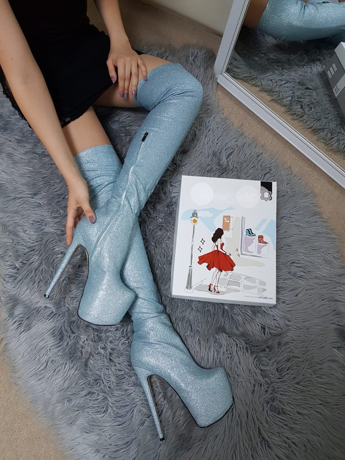 Over the Knee Boots Baby Blue Boot Night Over the Knee | Etsy