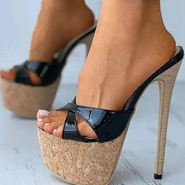 Chaussures à talons hauts avec plate-forme champignon, talons Ariana Grande, chaussures à talons ultra-hauts, contours, cadeau personnalisé, Noël, cadeau de la Saint-Valentin