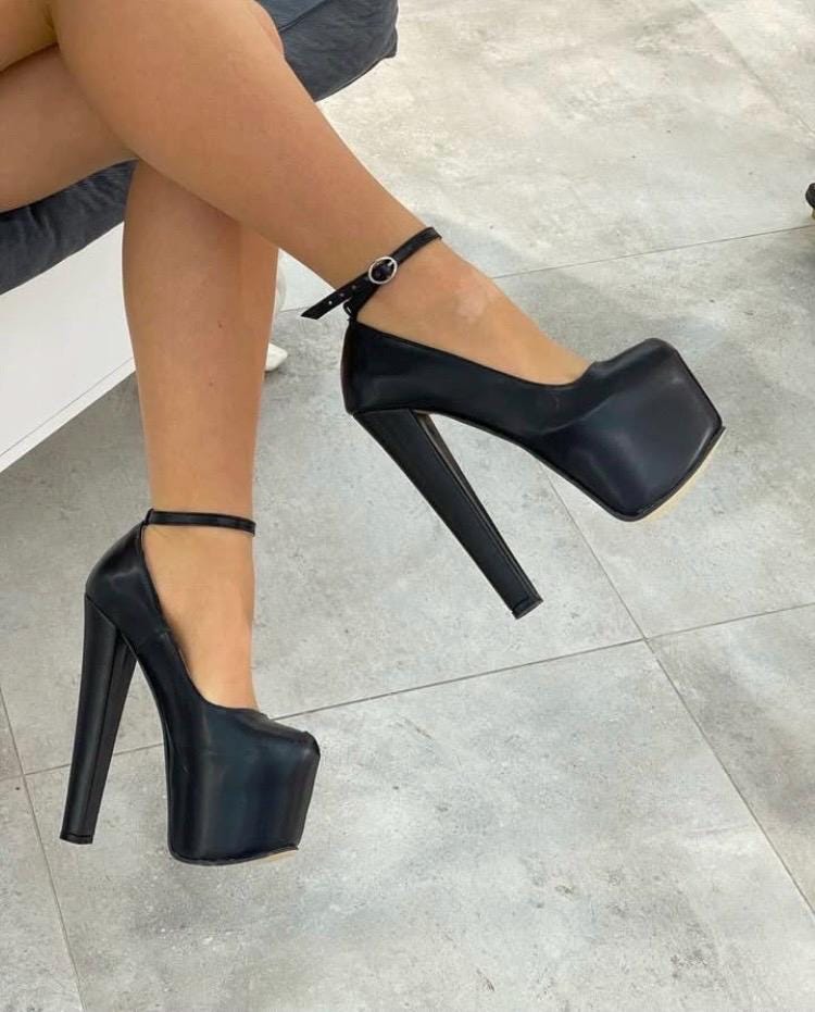 Tajna Shoes Black Velvet Wedge Shoes Black Platform Heels