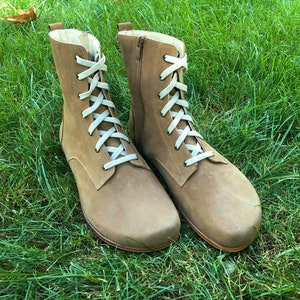 Men Barefoot Comfortable Ankle Mink Boots, Handmade Leather Wide Boots, Soft Natural Boots,Personalized Gifts,Gift For Him