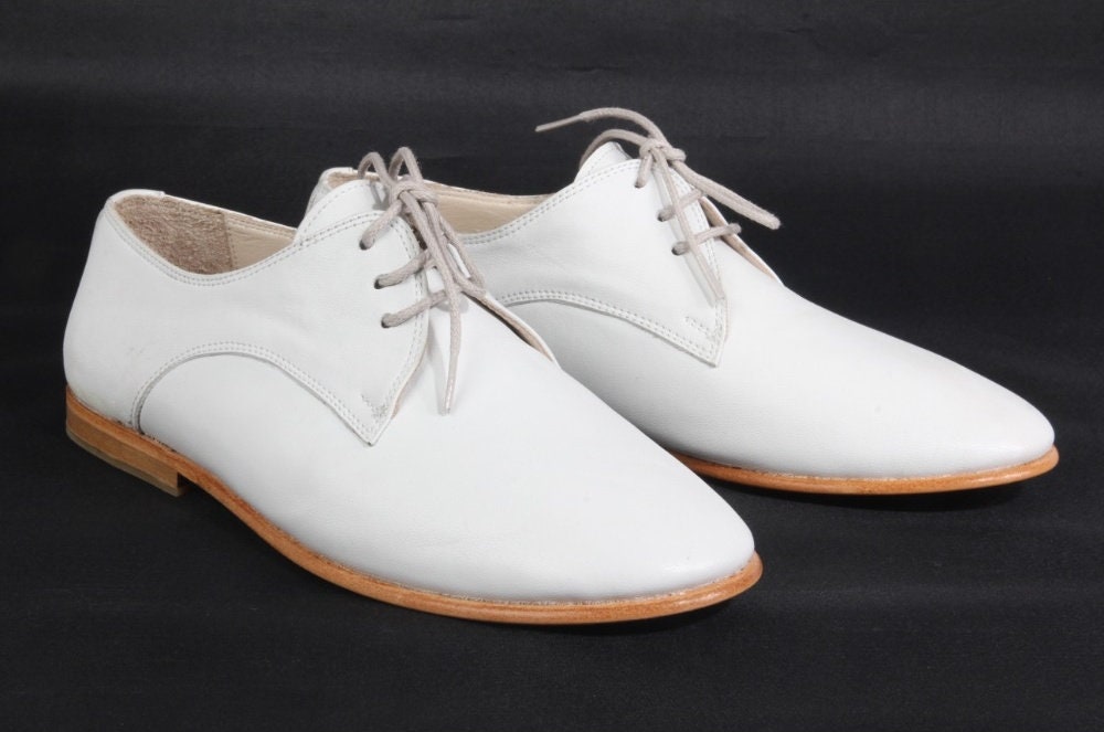 Classic Men White Shoes Handmade Shoes Flat Shoes Retro | Etsy