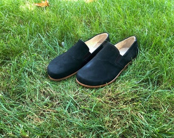 Men Barefoot Nubuck Black Color Shoe,Handmade Classic Yemeni Shoes,Barefoot Black Color Shoes,Wide Barefoot,Gift For Him