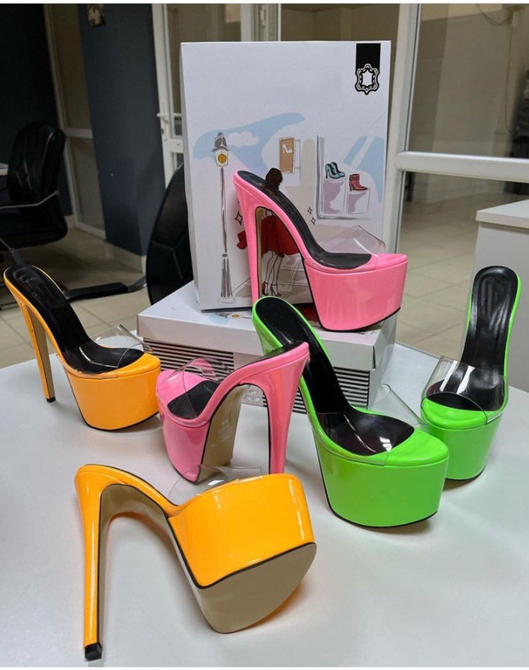 Platform Silicone Stiletto Heels Evening Shoes Party Shoes - Etsy