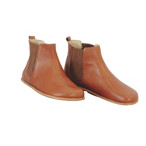 Women Zero Drop Chelsea Boots, Women Brown Barefoot Boots, Wide Toe Box Chelsea, Zero Drop Smooth Leather, Leather Insole & Outsole