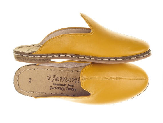 Mannen Mosterd Gele Schoenen Handgemaakte Lederen Slipper - Etsy Nederland