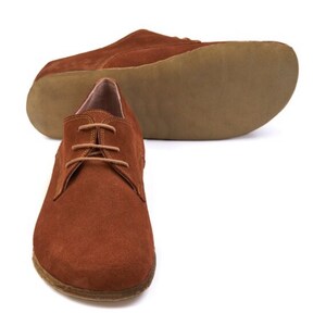 Handmade Leather Barefoot Oxford Shoes: Wide Toe, Tan Yemeni Style