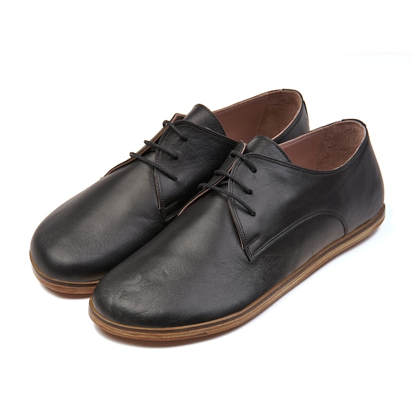 Barefoot MEN BLACK Color Oxford Shoes,Wide Barefoot,Handmade Leather Yemeni Shoes,Comfortable Barefoot,Personalized Gifts