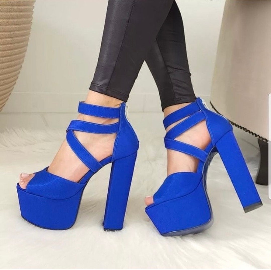 Blue Bonding Evening Shoes Wedding Shoes Blue Evening Shoes Blue High
