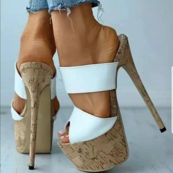 White High Heel Platform Mushroom Heel Shoes, White High Heel Shoe, White Bounding Shoes, White High Heel Slip on, Gift For Her, Mothers Day