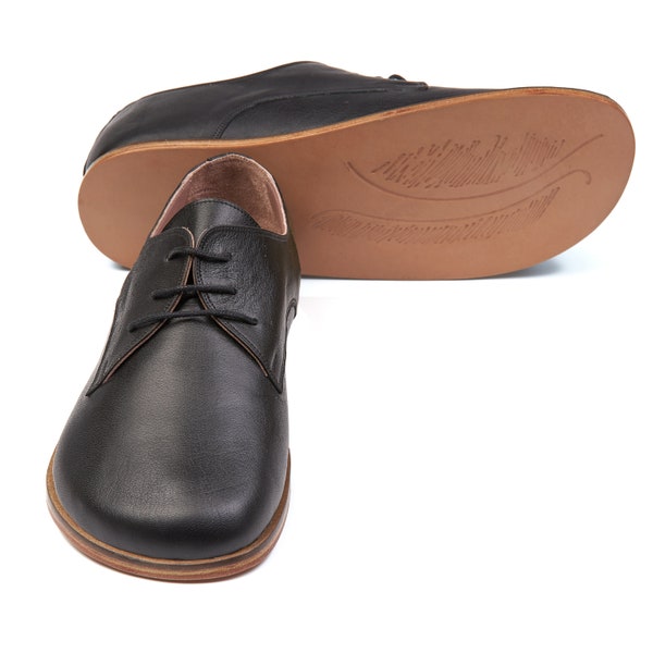 Barefoot MEN BLACK Color Oxford Shoes, Wide Barefoot, Leather Yemeni Shoes, Comfortable Barefoot, Gifts, Best Gifts For Him