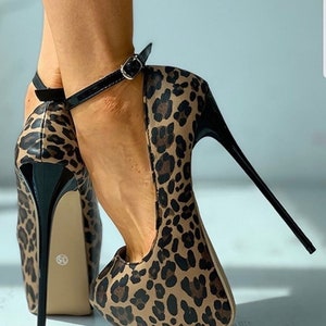 Leopard Print Platform Heels: Handmade Evening Shoes (21cm Heel)